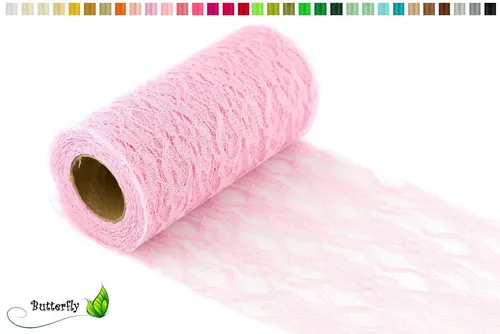 Creativery Stoff, 10m Spitzenstoff 30cm in pink von Creativery