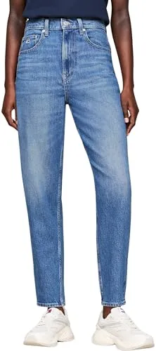 Tommy Jeans Damen Mom UH TPR Ch0130 Co Dw0dw19245 Denim-Hose - Stylische Mom Fit Jeans im 5-Pocket-Style, hochgradig bequem und ideal für Büro und Alltag. Hergestellt aus regenerativer und recycelter Baumwolle für nachhaltigen Tragekomfort.