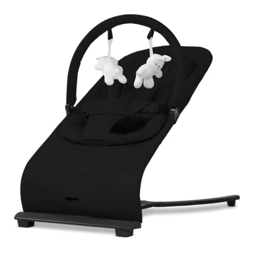 my junior® Motion Bouncer | Ergonomische Baby-Wippe mit 3-Stufen-Verstellung | Hands-Free-Comfort | 100% Baumwolle - Black Owlᴬᴵᴿ