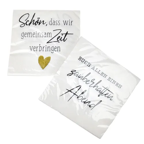 40Stk. Servietten Spruch Weiß Dekoserviette Papier Papierserviette Serviettenset