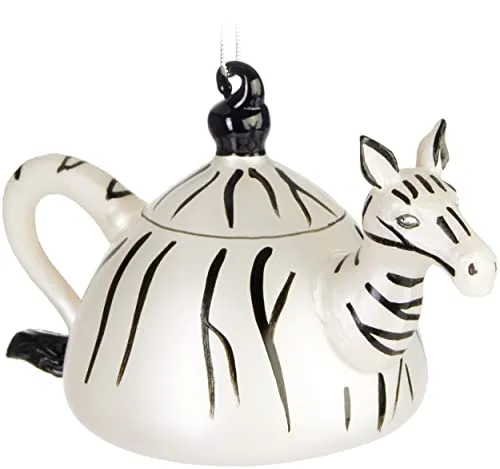 BRUBAKER Teekanne Zebra Weihnachtskugel aus Glas von BRUBAKER