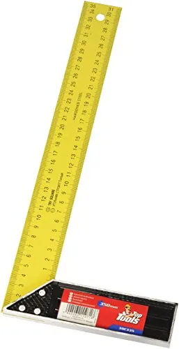 Schreinerwinkel mit Skala aus Stahl. Mit Sockel aus Aluminium.