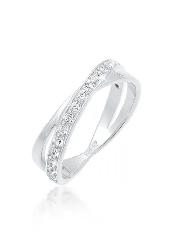 Elli Fingerring Wickelring mit Kristallen aus 925 Silber - Fingerringe: Eleganter Wickelring mit funkelnden Kristallen, der jedem Outfit Glamour verleiht. Perfekt als Geschenk zur Verlobung oder Hochzeit.