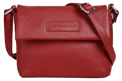 Umhängetasche BRUNO BANANI, Damen, rot, echt Leder - Elegante Umhängetasche aus 100% Rindleder, ideal für Stadtbummel und Freizeit. Leicht, handlich und mit praktischem Magnetverschluss, bietet sie Platz für alle Essentials.