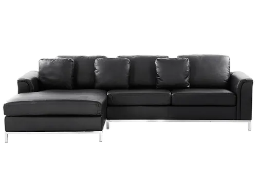 BELIANI Ecksofa Schwarz Echtleder L-Förmig Modern