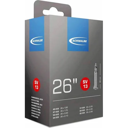 Schwalbe SV13 26 Zoll Fahrradschlauch 40mm - Fahrradschläuche, robust und langlebig für zuverlässigen Pannenschutz in verschiedenen Reifengrößen.