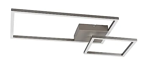 Reality Leuchten LED Deckenleuchte Padella R62642107, dimmbar - Moderne LED Deckenleuchte aus Metall Nickel matt, 25 Watt LED, energiesparend und mit Switch Dimmer für individuelle Helligkeitseinstellungen – ideal für jedes Zuhause.