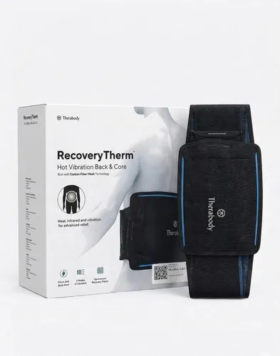 Therabody RecoveryTherm Hot Vibration Gurt - Massagegerät für Bauch & Rücken, bietet 3 Wärme- & Vibrationsmodi zur effektiven Schmerzlinderung, aus hochwertigem Karbonfasergewebe.