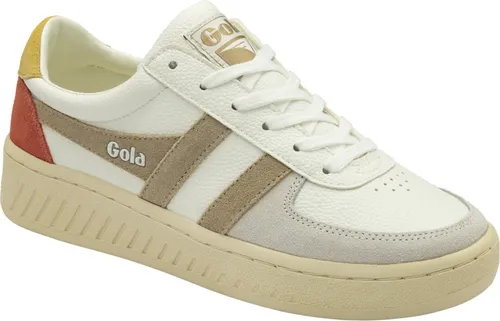 Gola Unisex Grandslam Trident Sneaker, White/Bone/Flax, 37 EU - Damen-Sneaker mit stylischem Design und bequemer Gummisohle für optimalen Tragekomfort im Alltag.