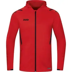 JAKO Kapuzenjacke Challenge - Rot/Schwarz, Größe 140 für Kinder - Funktionsjacke mit innovativem Design, Zippergarage und verdeckten Reißverschlusstaschen - ideal für sportliche Aktivitäten und Freizeit.