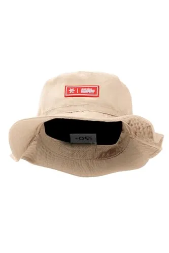 Boonie Hat - Fischerhut, Anglerhut, Sonnenhut mit UV-Schutzfaktor 50+, Buschhut, Schlapphut, 100% Vegan (Riot Gear) (Beige)