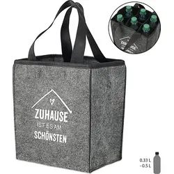 Flaschenträger aus Filz für 6 Flaschen – 'Zuhause ist es am schönsten'