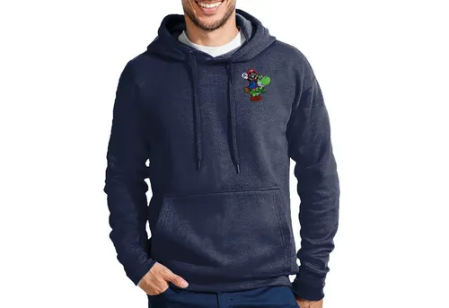 Blondie & Brownie Super Mario & Yoshi Retro-Stick Hoodie - Stylischer Kapuzenpullover mit hochwertigem Mario & Yoshi Stickmotiv. Ideal für Fans der Nintendo-Welt, bietet dieser Hoodie Komfort und lässigen Look für jeden Anlass.