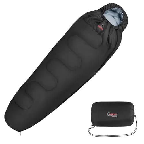 ALPIDEX Mumienschlafsack 4 Jahreszeiten 225 x 80 cm -17° C - Leichter Mumienschlafsack mit 400 GSM für optimale Isolierung. Ideal für Camping und Outdoor-Aktivitäten. Kompakt verstaubar, nur 1,55 kg, mit durchdachten Details für maximalen Komfort.