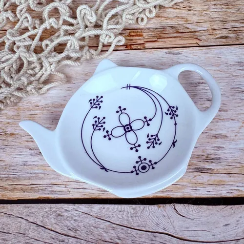 Teebeutelablage 11cm Indisch Blau aus Porzellan