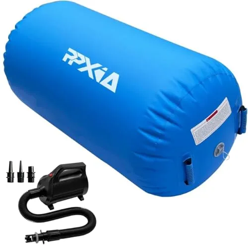PPXIA Air Roll Aufblasbare Roller, Gym Air Barrel Luft Rollen Gymnastic Zylinder, Gymnastikmatte Tumbling Matte Yoga Roll mit Pumpe für Training