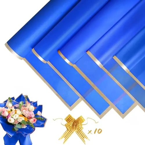 Blatt Blumenstrauß Geschenkpapier in blau von Joy-IT