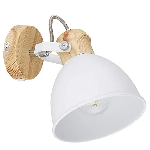 LED Wandlampe schwenkbar in Holzoptik - Moderne Wandleuchte für Wohnzimmer und Schlafzimmer, 7W LED, 560lm warmweiß, schwenkbarer Spot für individuelle Ausleuchtung, inkludiertes Leuchtmittel, stilvolle Metall-Holzoptik