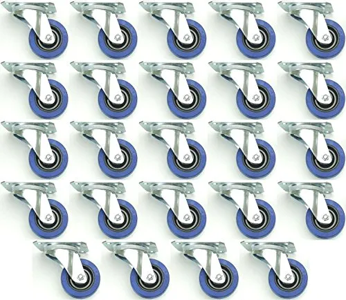 Stück 80mm Blue Wheels Lenkrollen Transportrollen 140kg / Rad - INDUSTRIEQALITÄT (24 x Lenk) 24
