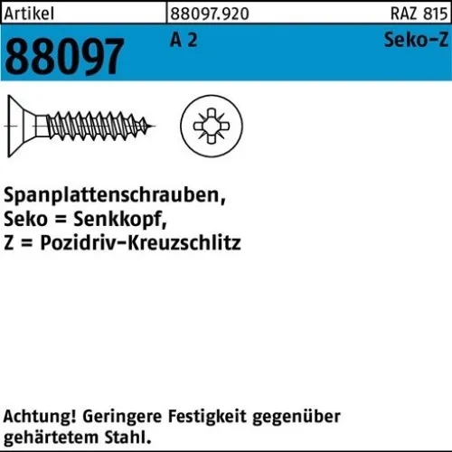 200er PACK(Stk)  088097920009035050 Spanplattenschraube R 88097 Seko m.Kreuzschl
