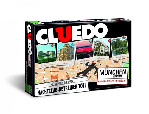 Winning Moves Cluedo München Brettspiel - Gesellschaftsspiel für 2-6 Spieler, spannende Kriminalfälle lösen mit hochwertigen Spielfiguren und Karten, ideal für einen unterhaltsamen Spieleabend.