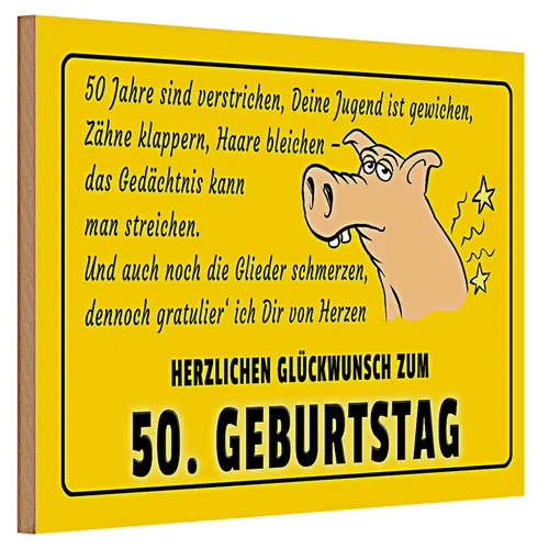 Holzschild Spruch 30x20cm Glückwunsch zum 50 Geburtstag