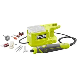 Ryobi Multifunktionswerkzeug RRT18-0 ONE+, 18V Akku mit 15-teiligem Zubehör-Set - Multifunktionswerkzeuge: Flexibles Arbeiten mit 91,5 cm Kabel und variable Geschwindigkeitssteuerung für präzise Ergebnisse. Inklusive 15 Zubehörteilen in praktischer Aufbewahrungsbox.