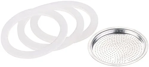 Cucina di Modena Espressokocher Zubehör: Ersatz-Dichtungsringe und Filter für Espresso-Kocher für 3 Tassen (Ersatz-Siebe für Espresso-Bereiter, Espressomaschine Dichtungsringe, Kaffeemaschine)