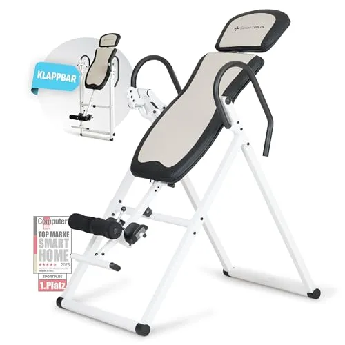 SportPlus Rückentrainer SP-INV-1200 – Klappbarer Inversionstisch mit 4 Winkeln - Rückentrainer für effektives Inversionstraining, lindert Rückenschmerzen und bietet hohen Komfort durch klappbare Bauweise und robuste Stahlkonstruktion.