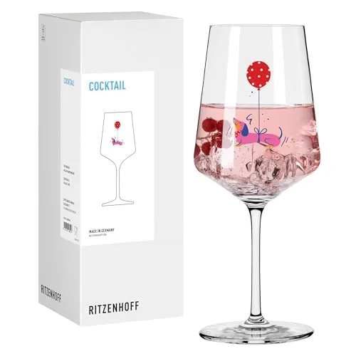 RITZENHOFF Cocktail-Glas 500 ml, pinkes Pudel-Motiv von Ritzenhoff