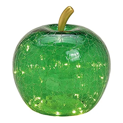 Dekoleuchte Apfel (S) Glas, Dunkelgrün - Weihnachtsbeleuchtung, stilvolle Tischlampe aus Glas mit integrierter LED Lichterkette für eine festliche Atmosphäre.
