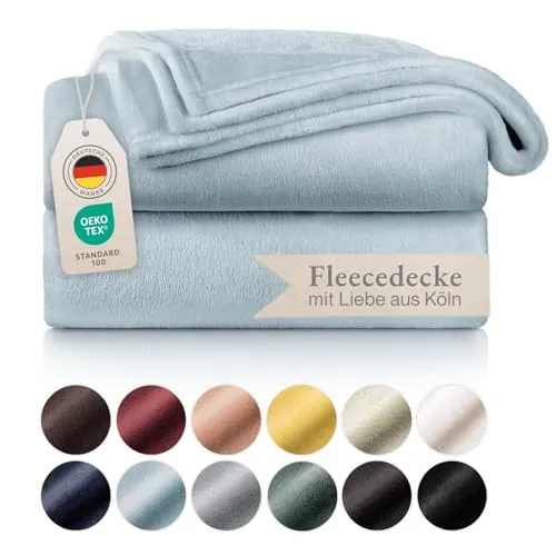 Blumtal Kuscheldecke flauschig 220x240 cm in blau von Blumtal