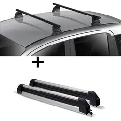 Skiträger Silver Ice & Dachträger VDP EVO für Fiat Fiorino ab 2008 - Fahrradträger Set mit ausziehbarem Skiträger für bis zu 6 Skier oder 4 Snowboards und stabilen Dachträgern. Maximieren Sie den Platz im Fahrzeug und genießen Sie Komfort auf Reisen!