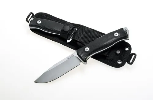 LionSteel M5 G10 Feststehendes Messer, schwarz, 11.5 cm - Taschenmesser mit 11,5 cm Klingenlänge, ideal für Outdoor und Camping. Sleipner Klingenstahl sorgt für hervorragende Schnitthaltigkeit, zusätzlich als Schlagstück konzipiert.