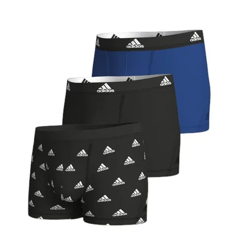 adidas Unterwäsche Boxershorts Trunk Cotton schwarz/blau - 3 Stück, Größe: XL