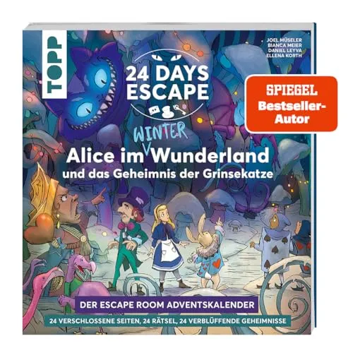 DAYS ESCAPE – Der Escape Room Adventskalender: Alice im Wunderland und das Geheimnis der Grinsekatze: Verschlossene Rätselseiten & XXL-Poster. Der ... (24 DAYS ESCAPE Adventskalender) 24