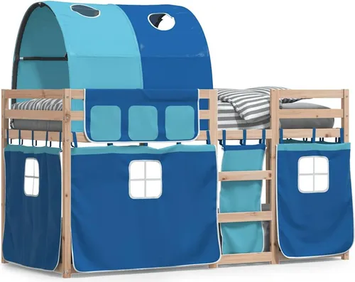 vidaXL Etagenbett mit Vorhängen Blau 90x190 cm von vidaXL