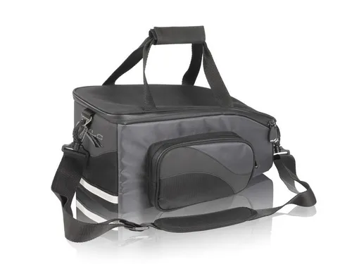 XLC BA-S43 Gepäckträgertasche 15L - schwarz/Dunkelgrau - Fahrradtasche aus robustem 600D Polyester mit universeller Klettverschlussbefestigung, ideal für sicheres Transportieren von Gegenständen und zusätzliche Reflexzonen für bessere Sichtbarkeit.