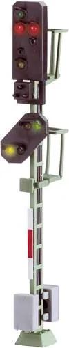 Viessmann Modelltechnik 4016A H0 Lichtsignal mit Vorsignal - Hochwertiges Licht-Ausfahrsignal der DB mit Vorsignal, ausgestattet mit 10 langlebigen LEDs für realistische Modellbahnerlebnisse.