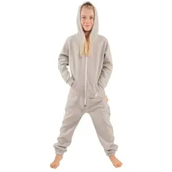O'Poppy Jumpsuit Kinder hellgrau (1-tlg) Zwergen Kapuze und Eingrifftaschen grau 134-140