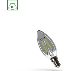 Spectrum LED Filament Leuchmittel Kerzenform 2,5W = 16W E14 klar Rauchglas 150lm Neutralweiß 4000K 270°