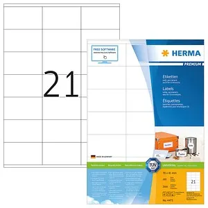 HERMA 4428 PREMIUM Etiketten A4, 210 x 297 mm - Vielzweck-Etiketten, permanent haftend und ideal für professionelle Anwendungen, sorgt für einen zuverlässigen Halt auf verschiedenen Oberflächen.