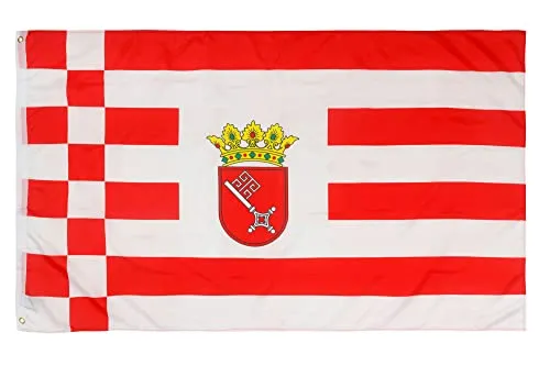 PHENO FLAGS Bremen Flagge 90x150cm - wetterbeständige Fahne mit Messingösen, 100% Polyester, robuste Doppelnaht & in lebendigen Farben - ideal für Flaggen-Liebhaber