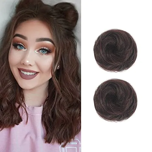 2PCS Mini Kralle Falsche Brötchen Glatte Haare Bun Extensions Haar Donut Chignon Clip in Haar Scrunchies