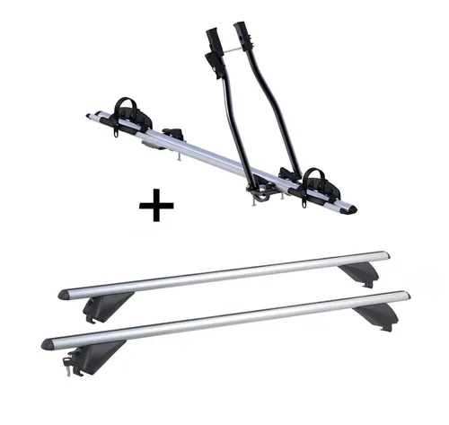 Fahrradträger SAGITTAR + Alu Dachträger RB003 für Audi A3 Sportback (8V) - Gepäckträger für Audi A3 Sportback (5 Türer) ab 2012, ideal für den sicheren, aufrechten Fahrradtransport. Hochwertige Aluminiumkonstruktion, abschließbar und bis zu 15 kg belastbar.