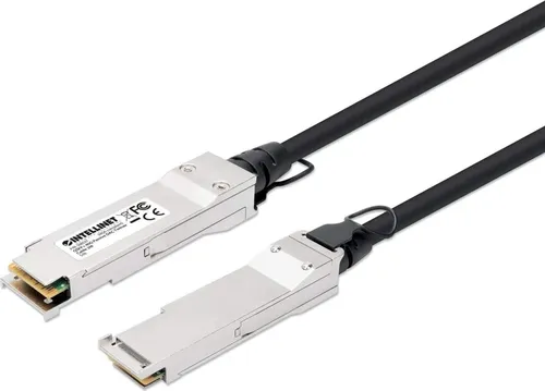 Intellinet QSFP+ 40G Passives DAC Twinax-Kabel 2.0m - Netzwerk-Kabel für blitzschnelle 40 Gbps Datentransferrate, passiv und energieeffizient, ideal für Hochgeschwindigkeitsverbindungen in Rechenzentren.