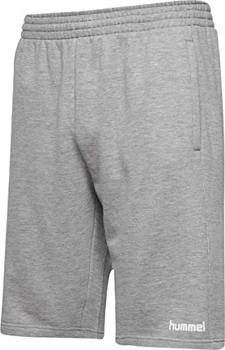 HUMMEL Herren Hmlgo Cotton Bermuda Shorts, Grey Melange - Trainingshosen aus weichem Sweat-Material mit zwei praktischen Taschen und Tunnelzug für optimalen Tragekomfort.