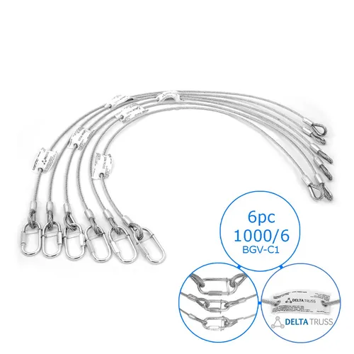 Sicherheitsfangseil 1000x6mm 6er Set in silber von DELTATRUSS