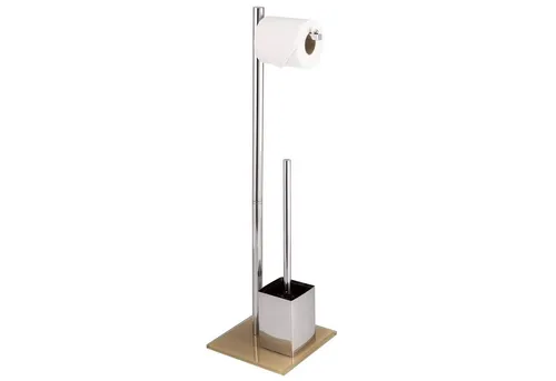 bremermann WC-Garnitur 2in1: WC-Bürste & Rollenhalter - Klobürsten mit elegantem Glasfuß in cappuccino braun, kombiniert Funktionalität und modernes Design für Ihr Badezimmer.