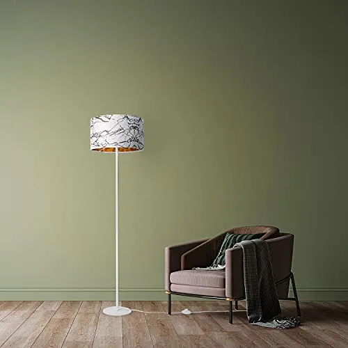 Paco Home Stehlampe Wohnzimmer - Standleuchten & Deckenfluter mit modernem abstraktem Stoffschirm, ideal für angesagte Einrichtungsstile, stabiler Stahl und hochwertiger Stoff sorgen für Qualität.